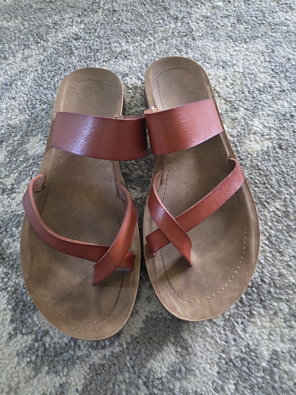 Girl’s Brown Leather Strappy Slide Sandals